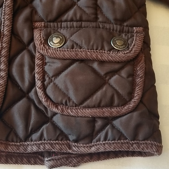 GAP Toddler Girl Brown Quilted Jacket with Removable Hood 3T - Picture 5 of 15